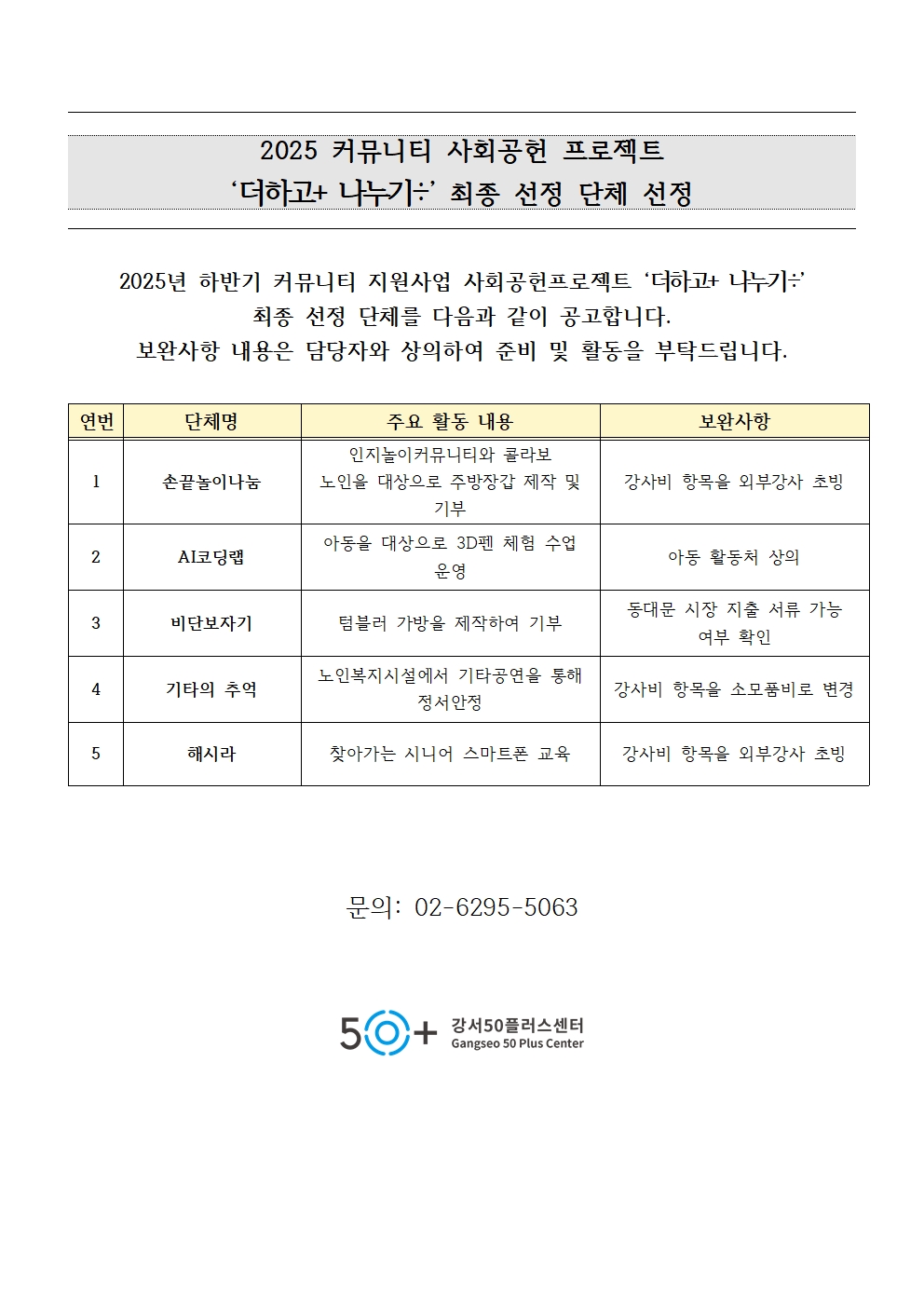 2025+커뮤니티+사회공헌프로젝트+'더하고+나누기'+최종선정+단체+결과+공고001.jpg